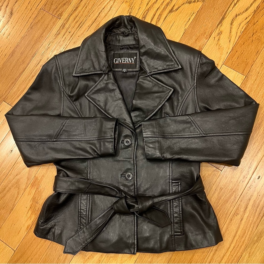 Black Leather Jacket By GIVERNY Size M